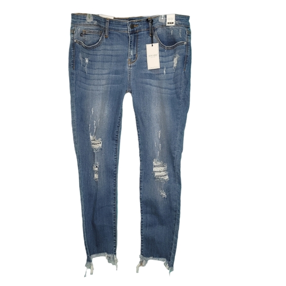 Judy Blue Denim - NWT Judy Blue Straight Fit Midrise Cropped Distressed Womens Jeans Sz 15/32